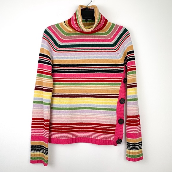 Vintage Sweaters - Y2K striped turtleneck sweater from The Limited multicolor with side buttons, M